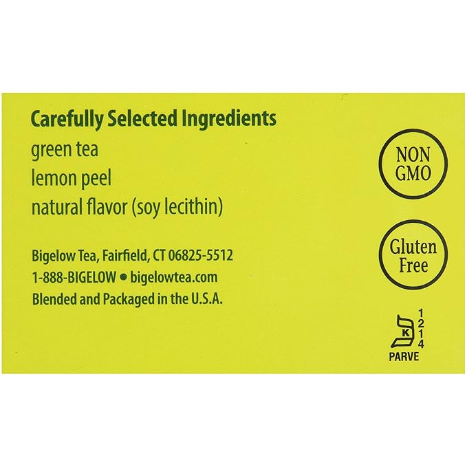 Bigelow Green Tea with Lemon Tea Bags 28-Count Box (Pack of 3) Green Tea Bags with Lemon Peel and Natural Flavors Rich in Antioxidants