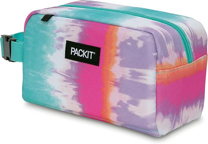 PackIt Freezable Snack Box, Tie Dye Sorbet, Built with EcoFreeze Technology, Collapsible, Reusable, Zip Closure with Buckle Handle, Designed For Work Snacks, Fresh Snacks On the Go, Adults