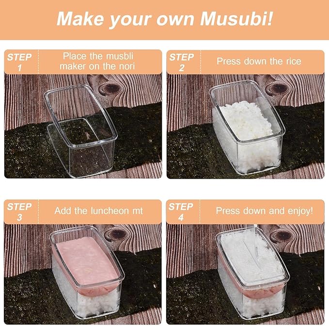 Sushi Making Kit Set – Clear Sushi Bazooka, Musubi Press Mold, Onigiri Rice Mold & Bamboo Sushi Rolling Mat – Easy Homemade Sushi Tools for Beginners & Sushi Lovers