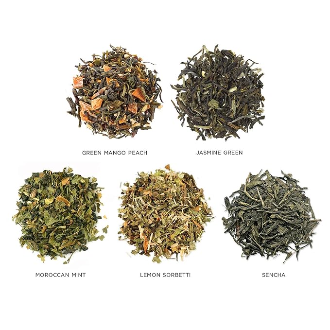 Tea Forte Single Steeps Loose Leaf Tea Sampler, Assorted Variety Tea Box, 15 Single Serve Pouches, Gifts for Mom, Green Tea