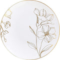[6'' Plates 40 Count] White Plastic Floral Design Party Plates With Gold Rim Premium heavyweight Elegant Disposable Tableware Dishes