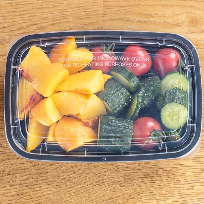 28 oz Meal Prep Containers Bulk 50-Pack - Leak-Resistant, Reusable with Lids, Microwave/Freezer/Dishwasher Safe - Commercial Food Storage