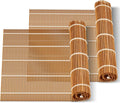 MIUQILAIY 9.5"x9.5"Bamboo Sushi Rolling Mat,kimbap roller(2 PCS)