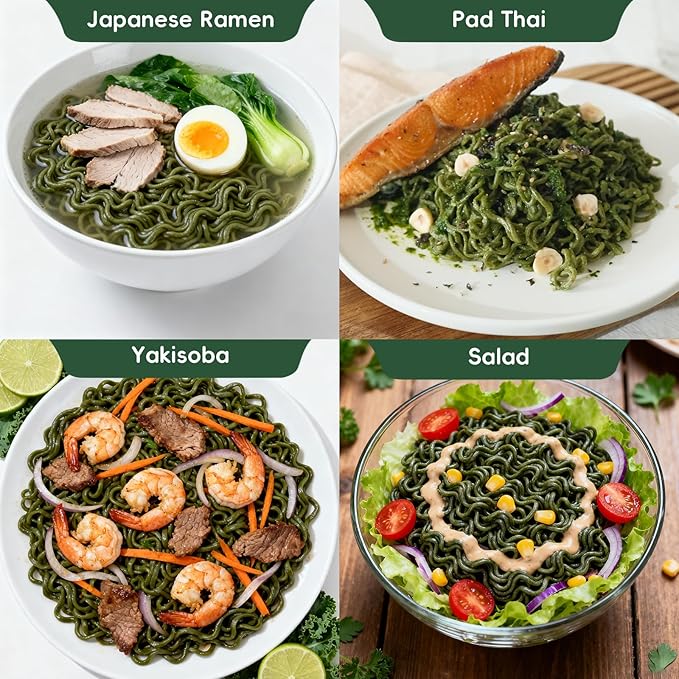 SUNGIVEN Organic Ramen Noodles Kale Healthy Low Sodium Ready in 3 Minutes Non-Fried Instant No Additives or Preservatives 2.47 OZ (Pack of 10)