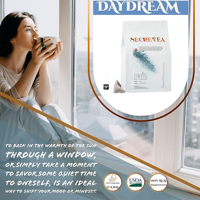 Organic Earl Grey Tea, Good for BREAKFAST TEA | NATURAL ANTIOXIDANTS,100% Real ingredients, 40 Count Unwrapped Tea Bag | By T SECRETEA, Daydream