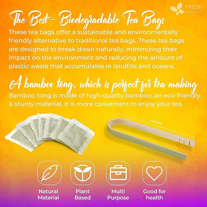 FreshDrinkUS, Premium 135 Chamomile Lavender Tea Bags, 100% Natural Herbal Ingredients, Hand-made Blend of Chamomile Lavender Flowers, Eco-conscious Tea Bags. No Sugar, No Caffeine, No Gluten, Vegan