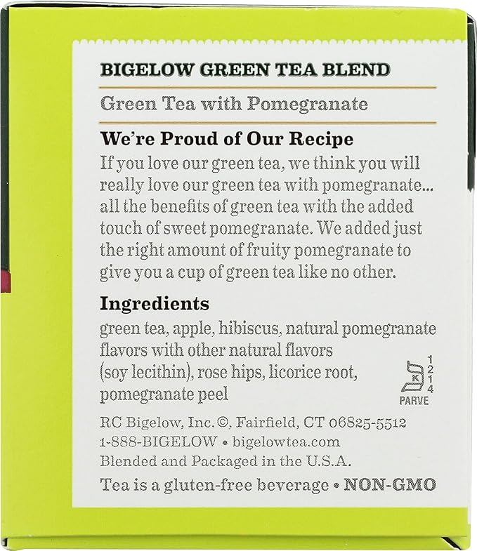 Bigelow Tea Green with Pomegranate 20 Bags (Pack of 3)