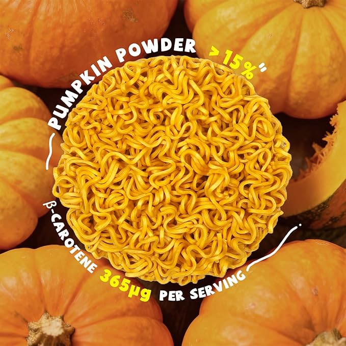 SUNGIVEN Organic Ramen Noodles Pumpkin Healthy Low Sodium Ready in 3 Minutes Non-Fried Instant No Additives or Preservatives 2.47 OZ (Pack of 10)