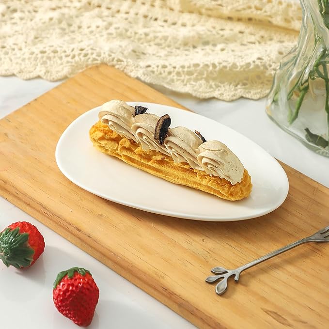 Neaylfe Ceramic Appetizer Plates Set of 6, 6.7 inch Small Dessert Plates, White Salad Plates, Dinnerware Dishes Set for Snacks, Pasta, Side Dishes, Microwave, Oven Safe