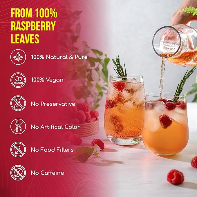 FreshDrinkUS, Premium Raspberry Leaf Tea with Chamomile – 135 Tea Bags | Naturally Caffeine-Free Herbal Blend | Soothing Floral Flavor | Premium Loose Herbal Tea in Natural Material Tea Bags