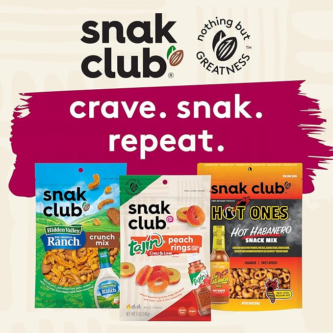 Snak Club Sweet and Salty Trail Mix with Peanuts, Butter Toffee Peanuts, Chocolatey Candies, Toasted Corn, Honey Sesame Sticks, and Almonds, Kosher Snack, 14 oz Resealable Bag