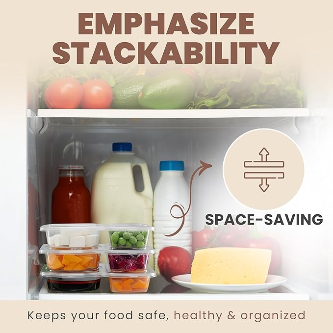 Reusable Snack Containers with Lids 20 Pack, 2 Compartment Leakproof Snackle Box Container, Portion Control Lunch Box Food Containers for Travel