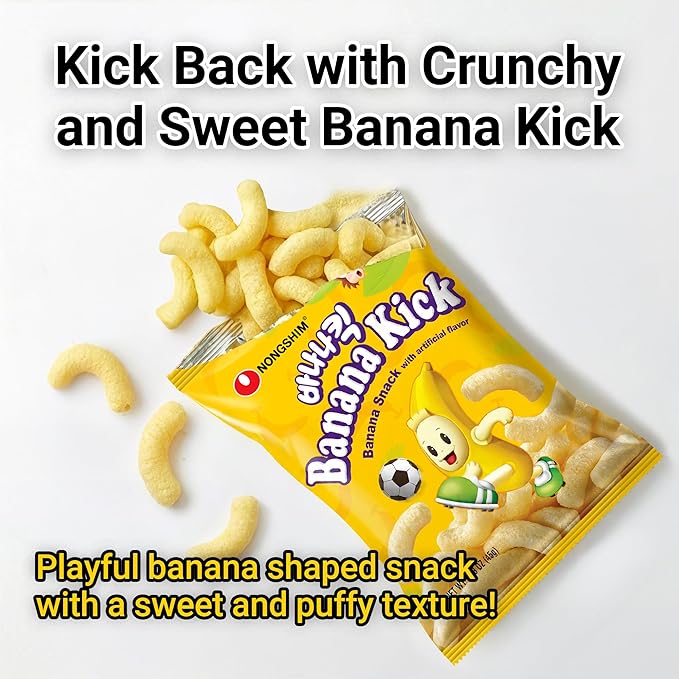 Nongshim Korean Variety Snack Pack, Original Shrimp Crackers, Honey Twist Snack, Banana Kick, Tako Chips, Variety Pack, Snacks for Kids, Sport Event Essential, Korean Snacks (Pack of 4)
