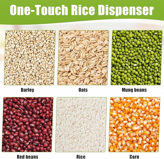 6 Grids Rice & Grain Storage Container 22.05 Pounds Rice Dispenser Food Dispenser Grain Dispenser One-Button Pressing Storage Bucket for Grains Snacks Candy Coffee Beans Dog (light green)