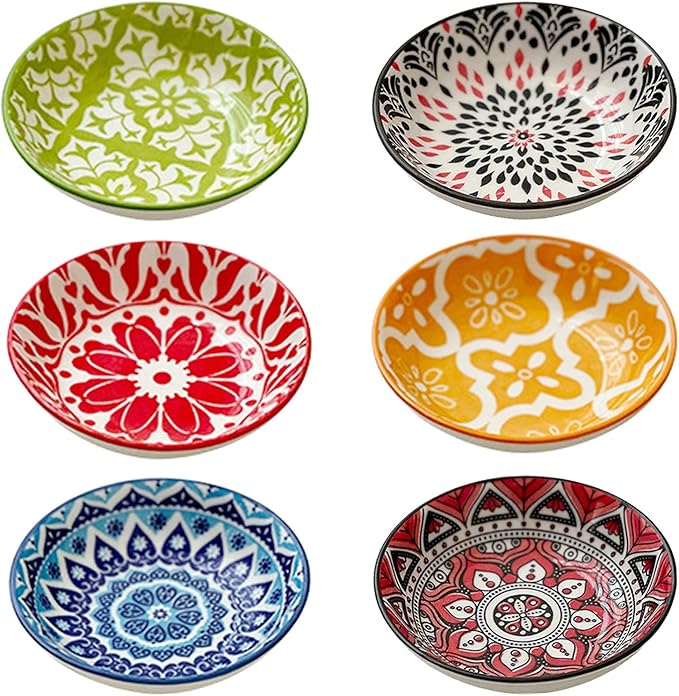 6PCS Ceramic Dipping Bowls,Small Bowl,Soy Sauce Dish Dipping Sauce Little Bowl,Sauce Plates Tiny Bowls for Condiments Sushi Dishes Soy Sauces Ketchup Snack Side Dishes Set of 6