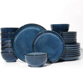 Pokini 24 Piece Dinnerware Sets for 8, Modern Stoneware Plates and Bowls Setst, Perfect for Family Gatherings & Holiday Celebrations, Easy Cleaning Dishes Set, Stack Compactly Dishware, Starry Blue