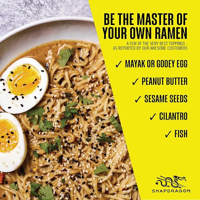 Snapdragon Tonkotsu Ramen Cup Noodles - 6 Pack Instant Ramen Bowl with Authentic Wheat Noodles, Soup Sauce Base, Flavor and Vege Packs. Microwave or Hot Water, Easy Meal Prep