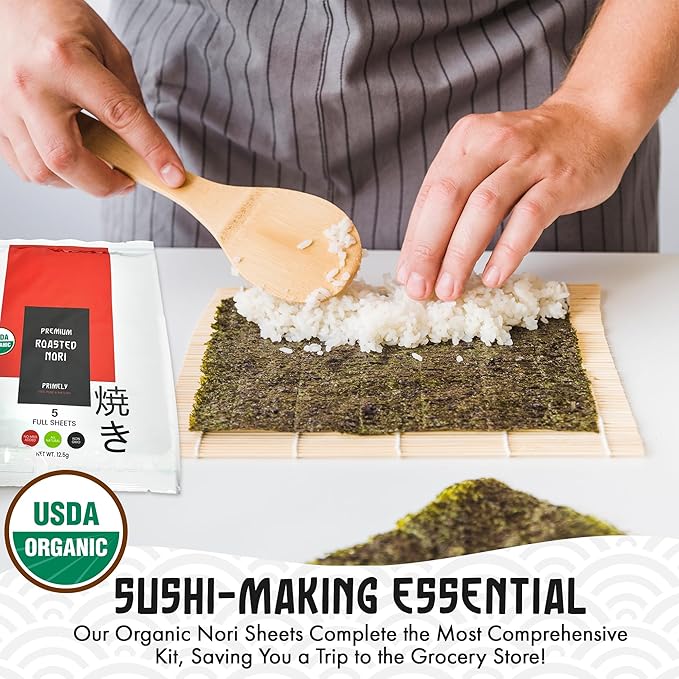 30 Pcs Sushi Making Kit – Sushi Bazooka Maker Kit with Nori Sheets for Sushi, Bamboo Rolling Mat, Easy DIY Roller Set for Beginners at Home, USDA Organic