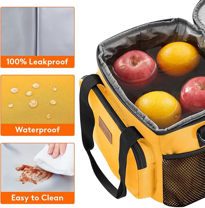 Lifewit Medium Lunch Bag, Insulated Lunch Box, Soft Cooler Cooling Tote for Adult Men Women, Orange 12-Can (9L)