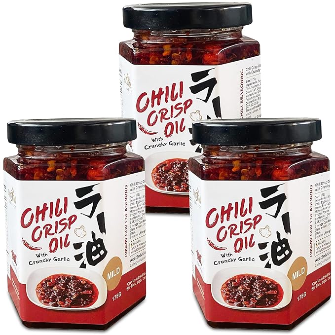 Fusion Select 525g Chili Crisp Oil - Crunchy Garlic Chili Oil, Umami Seasoning with Hot Peppers for Korean Ramen, Spicy Noodles, BBQ Meat, Dip, Stir Fry Sauce - Kitchen Condiment - Mild Spice