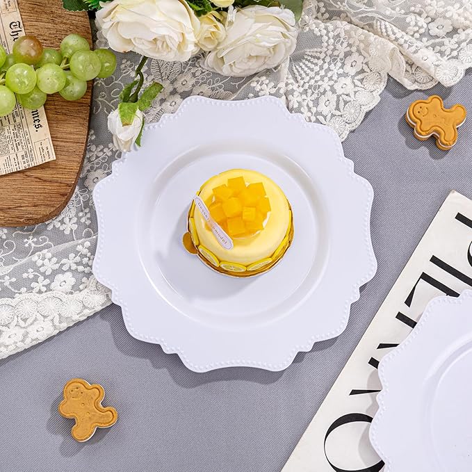 COLOSUS 60pcs 7.5 Inch White Plastic Dessert Plates,Premium Plastic Salad Plates,Heavy Duty Disposable Appetizer Plates for Thanksgiving Wedding and Everyday Use
