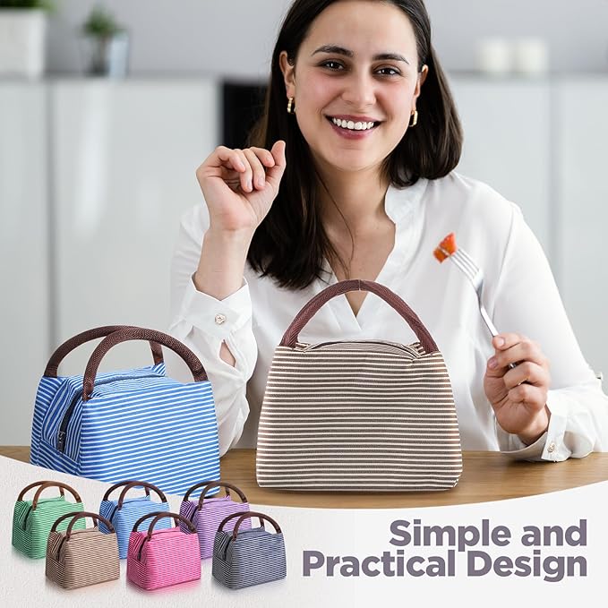 Chunful 24 Pcs Insulated Lunch Bag Bulk Reusable Thermal Lunch Box Waterproof Leakproof Tote Bag with Soft Liner for Women Men Office Work School Picnic Beach Fishing