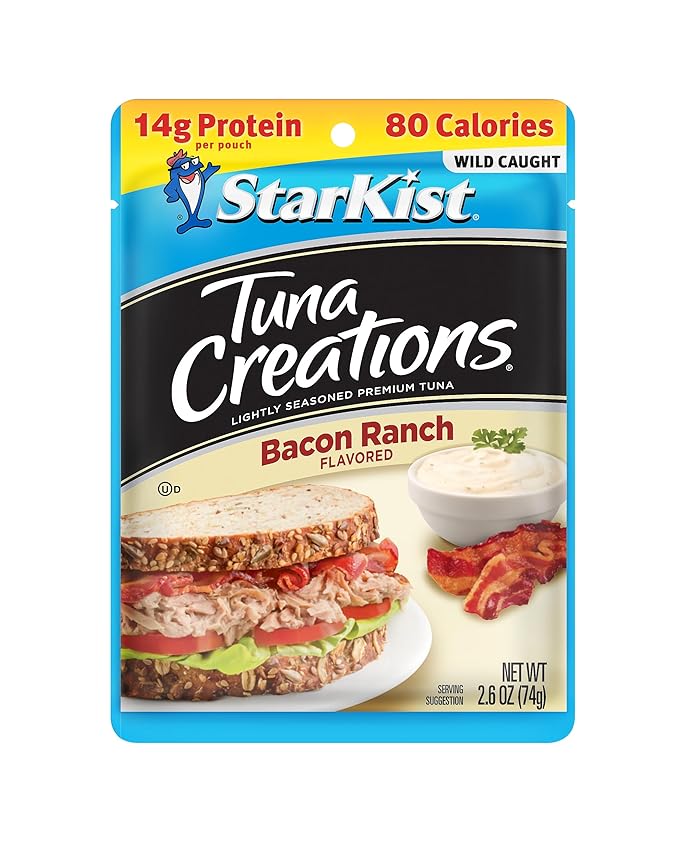 StarKist Tuna Creations Bacon Ranch Pouch (2.6 oz - 1 Pack) Wild Caught, High Protein Shelf Stable Seafood, Gluten Free, Soy Free, Kosher, No Draining, Ready to Eat for Salads and Sandwiches