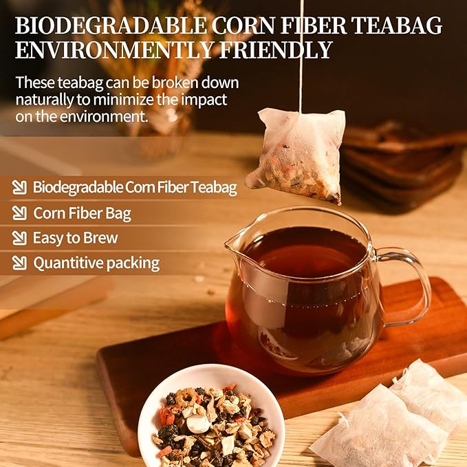 60Pcs Ginseng Ten Treasures Tea, Chinese Traditional Kidney Care Herbal Tea, Natural Kidney Cleanse Detox Tea for Women & Men, 10 Precious Ingredients Formula(60Bags, 600g)