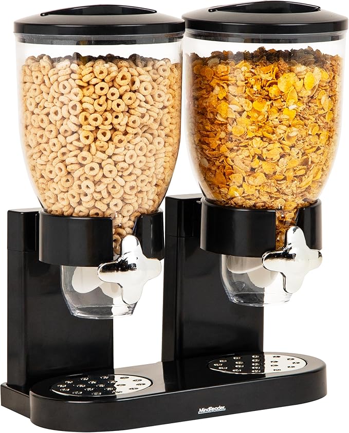 Mind Reader Double Dry Food Dispenser, 2 x 3.5L Countertop Containers for Cereal, Granola, Candy, Rice, and Coffee Beans