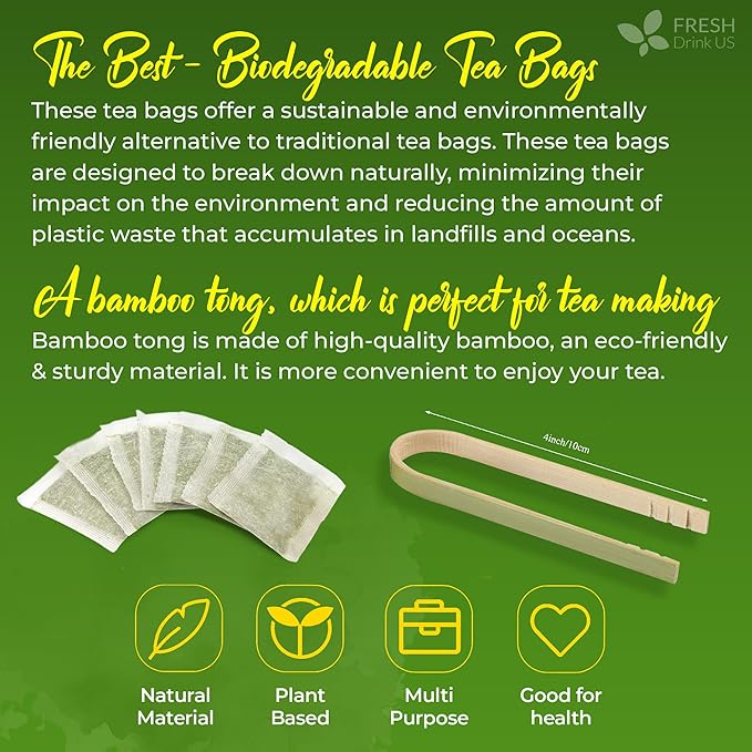 FreshDrinkUS, Premium 55 Horsetail Leaf Tea Bags, 100% Natural & Pure from Horsetail Loose Leaves Herbal Tea. Made with Natural Material Tea Bags. No Sugar, No Caffeine, No Gluten, Vegan.