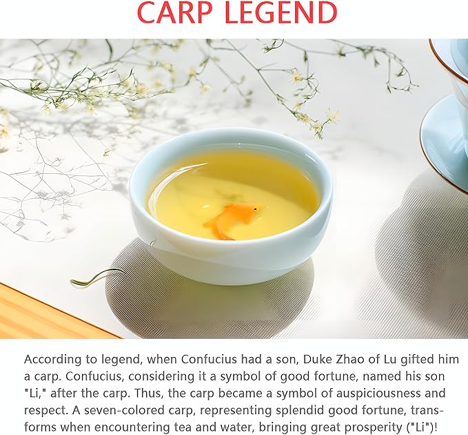 Yixing Handmade Celadon Colorful Koi Fish Teacup(Set of 6),Chinese Gongfu Tea Cup,Japanese Teacup, Korean Soju Shot Glasses Set (Koi Cups)