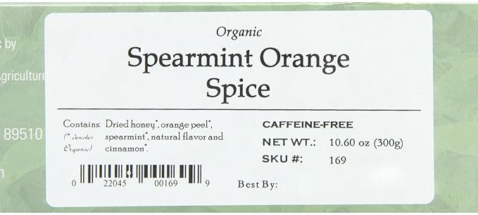 Davidson's Organics, Spearmint Orange Spice, 100-count Unwrapped Tea Bags