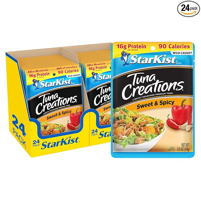 StarKist Tuna Creations Sweet and Spicy Pouch (2.6 oz - 24 Pack) Wild Caught, High Protein Shelf Stable Seafood, Gluten Free, Soy Free, No Draining, Ready to Eat for Salads and Sandwiches