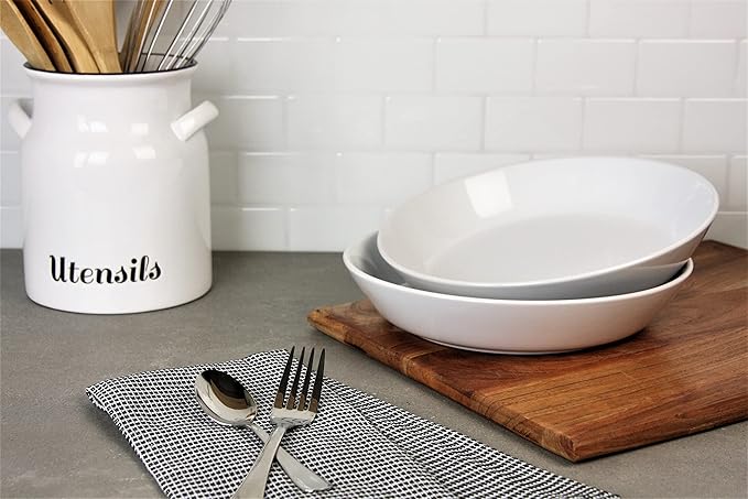 Double Line 9.5"/36 oz Dinner Bowl, Set of 2, White