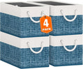 Fab totes Storage Bins [40-Pack], Foldable Storage Baskets for Organizing Toys, Books, Shelves, Closet, Large Storage Box with Rope Handles, Sturdy Organizer Bins, White & Black