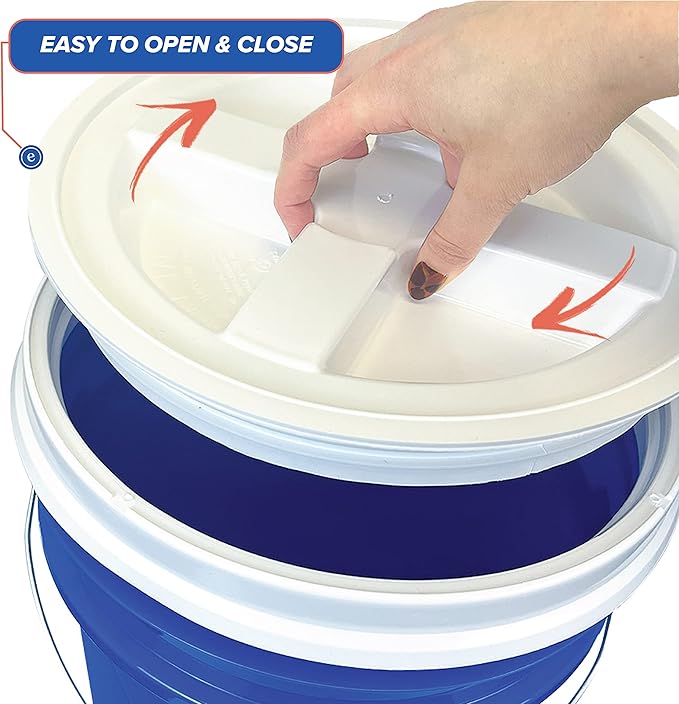 ePackageSupply 5 Gallon Bucket - Food Grade Bucket with Airtight Gamma Seal Screw-On Lid, BPA-Free, Heavy-Duty 90 Mil HDPE Plastic, Bulk Storage, Durable Container, Made in USA, Blue/White, 6 Packs