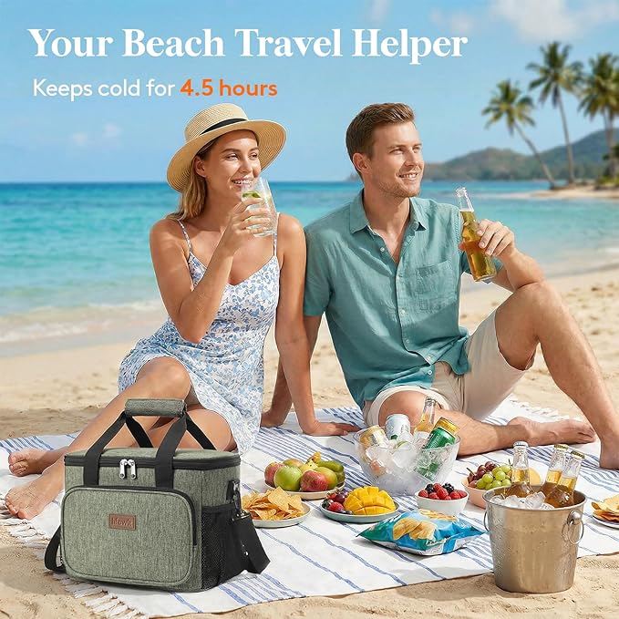 Lifewit Large Lunch Bag, Insulated Lunch Box, Soft Cooler Cooling Tote for Adult Men Women, Dark Green 24-Can (15L)