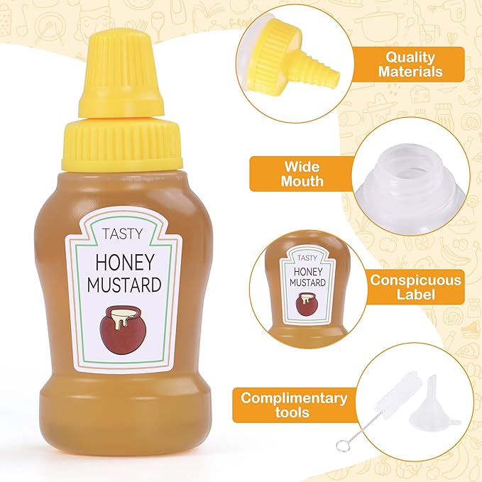 DualFerv 12Pcs Mini Ketchup Bottles, Portable Mini Squeeze Bottle, Mini Sauce Condiment Bottles and Dressing to Go for Lunch(25ml/0.88oz)