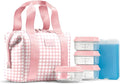 Fit & Fresh Remi Lunch Bag for Women Work – Neoprene Lunch Tote with Containers & Ice Pack, Reusable Meal Prep Lunch Box, Large Capacity, Machine Washable, Pink Gingham