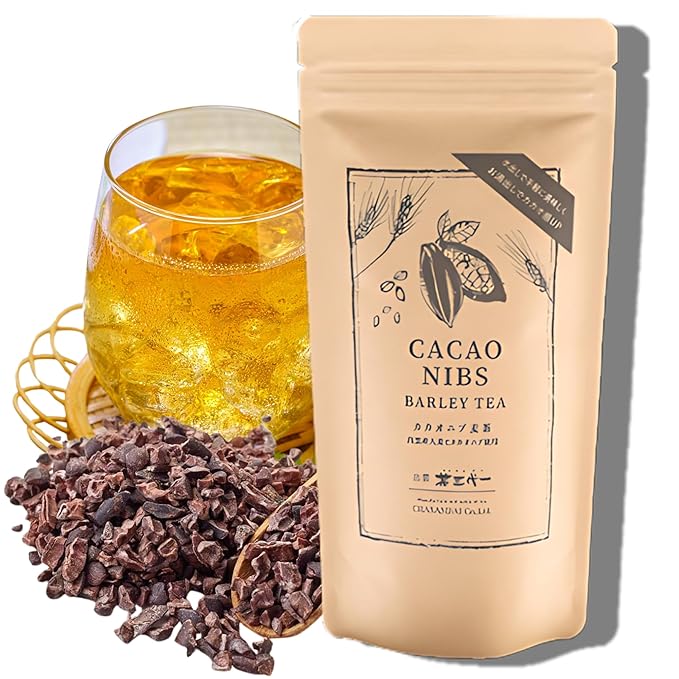Chasandai Cacao Nibs Barley Tea (10 Tea Bags) - Roasted Barley & Cacao Blend | Natural Caffeine, No Additives, Smooth Chocolate-Like Flavor | Product of Japan