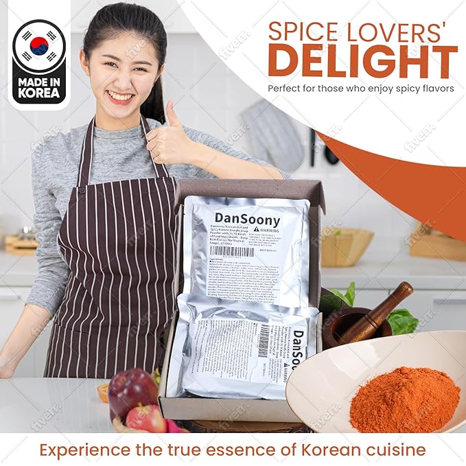 DanSoony Korean Hot and Spicy Ramen Noodle Soup Powder with 30-50 Kinds of Food Ingredients - Deep, Rich Flavors for Magical Soups (2pack)