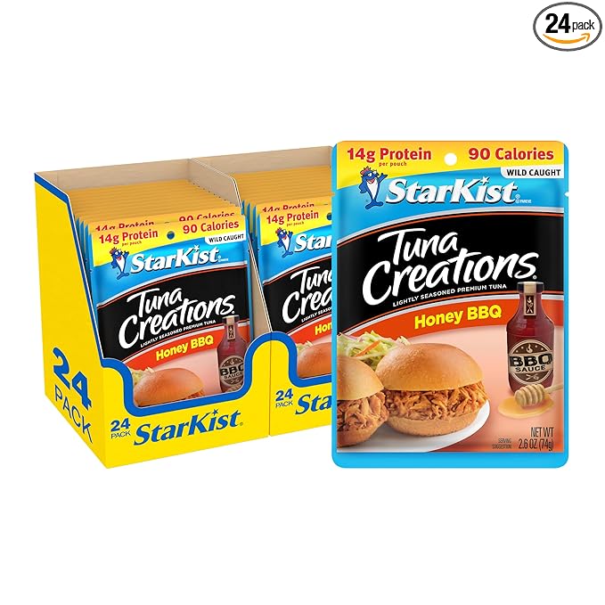 StarKist Tuna Creations Honey BBQ Pouch (2.6 oz - 24 Pack) Wild Caught, High Protein Shelf Stable Seafood, Gluten Free, Soy Free, No Draining, Ready to Eat for Salads and Sandwiches