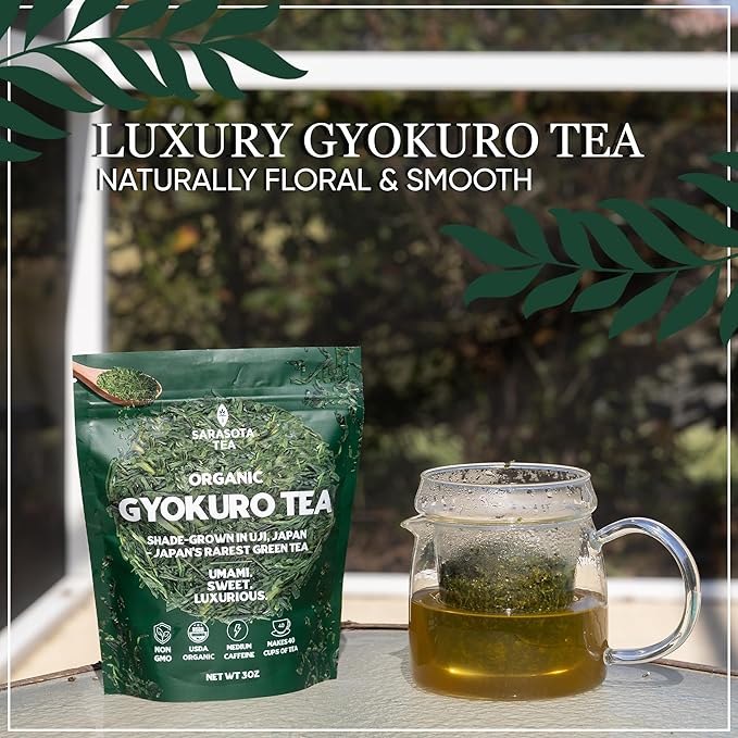Gyokuro Tea Loose Leaf 3 oz | Premium Japanese Shade Grown Green Tea | Umami Rich Smooth Flavor | Bulk Loose Leaf