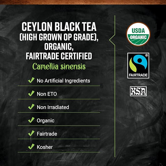 Frontier Co-op Organic Ceylon Black Tea, 1-Pound Bulk, High-Grown Orange Pekoe, Medium-Strong Tea Body, Kosher, Fair Trade