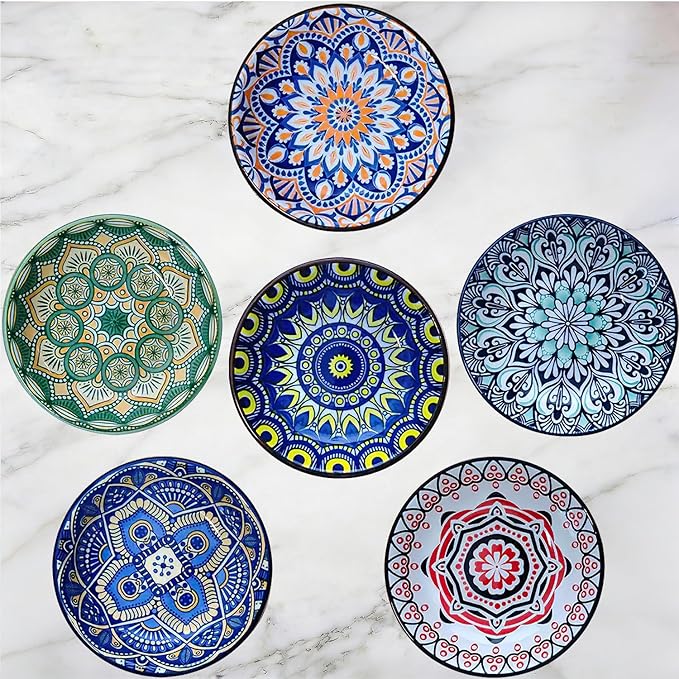 6PCS Sauce Dish, Ceramic Dipping Bowls,Small Bowl,Soy Sauce Dish Dipping Sauce Bowl,Sauce Plates Dip Bowls for Condiments Sushi Dishes Soy Sauces Ketchup Snack Side Dishes - Set of 6