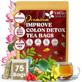 FreshDrinkUS, Premium Improve Colon Tea | 75 Tea Bags | Herbal Tea Blend with Senna Leaves, Lotus Leaves, Hawthorn Berry, Ginger & More – Caffeine Free Botanical Tea – Natural Daily Herbal Infusion