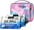 Titan by Arctic Zone Fridge Cold Lunch Box with 2 Gel Ice Packs, Small Insulated Cooler Bag with Leak Proof Lining for School and Work, Cotton Candy