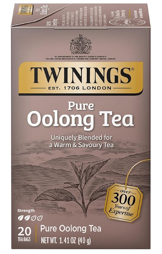 Twinings Pure Oolong Tea Individually Wrapped Bags, 20 Count (Pack of 1), Warm, Nutty Flavour & Golden Colour, Caffeinated, Enjoy Hot or Iced, 20 Teabags