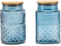 Large Glass Storage Jar Set of 2, 60 FL OZ Glass Food Storage Containers with Bamboo Lid Kitchen Canisters Decorative Jar for Cereal Egg Flour Candy Snack Cookies Coffee Tea Nuts Airtight Jars