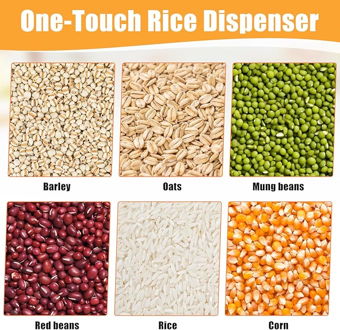 6 Grids Rice & Grain Storage Container 22.05 Pounds Rice Dispenser Food Dispenser Grain Dispenser One-Button Pressing Storage Bucket for Grains Snacks Candy Coffee Beans Dog (White)